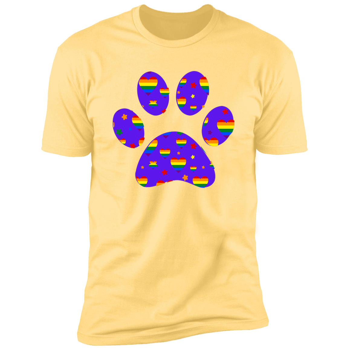 Pride Paw 2023 (Hearts) Pride T-shirt, Paw Pride Dog Shirt for humans, in banana cream