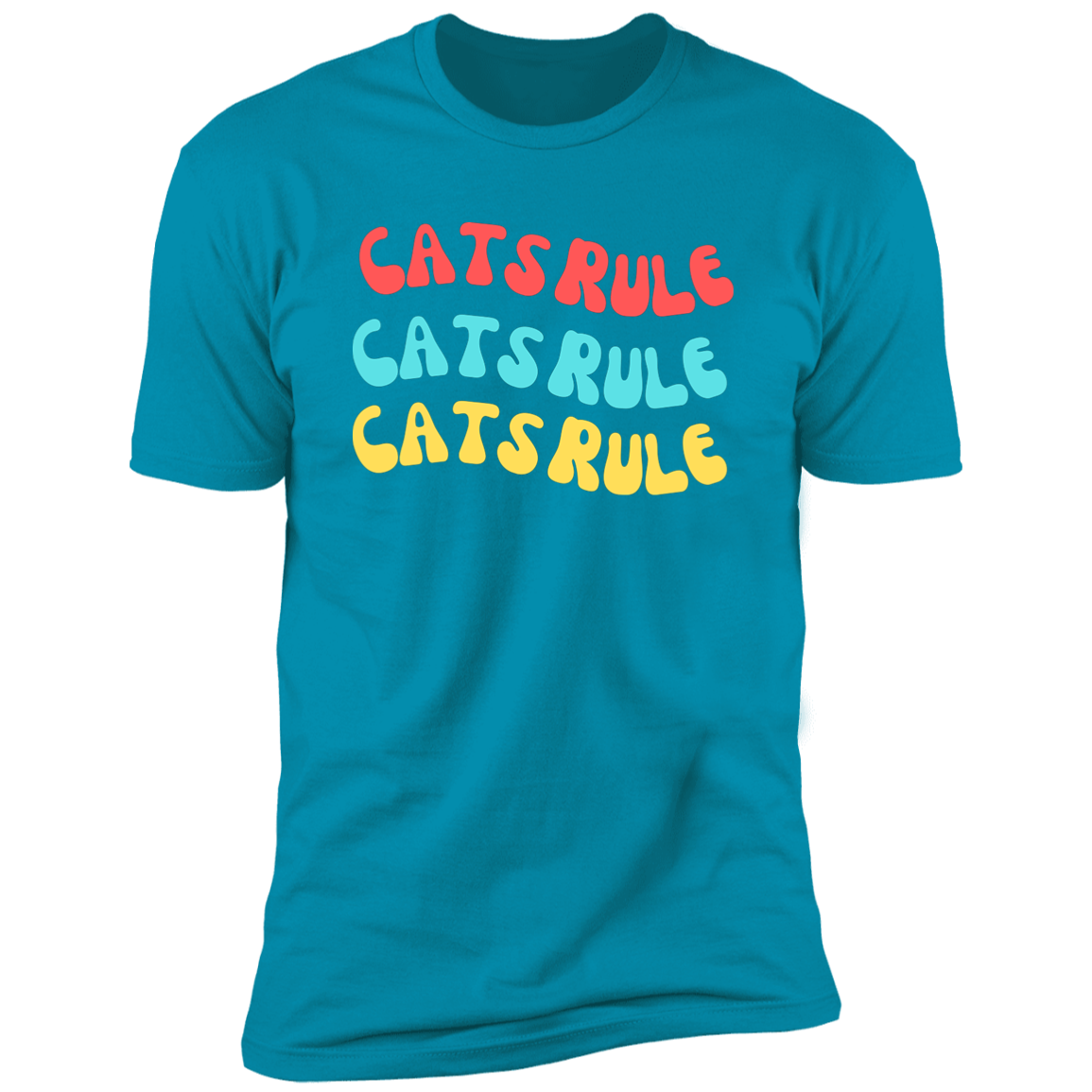 Cats Rule T-shirt, Cat Shirt for humans, in turquoise