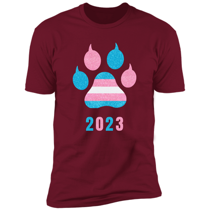 Trans Pride 2023 Cat Paw trans pride t-shirt,  trans cat paw pride shirt for humans, in cardinal red