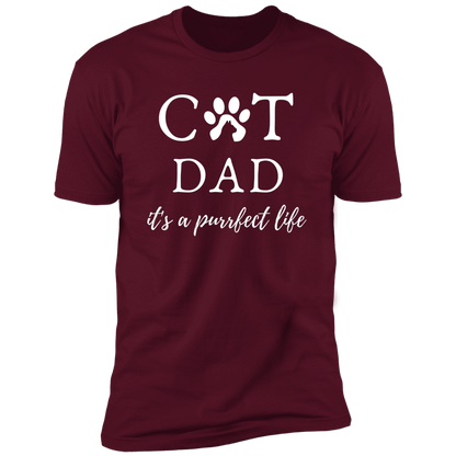 Cat Dad It's a Purrfect Life T-shirt, Cat Dad Shirt for humans, in maroon