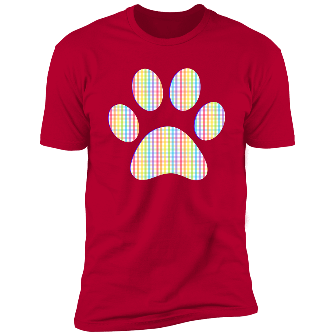 Pride Paw (Gingham) Pride T-shirt, Paw Pride Dog Shirt for humans, in red