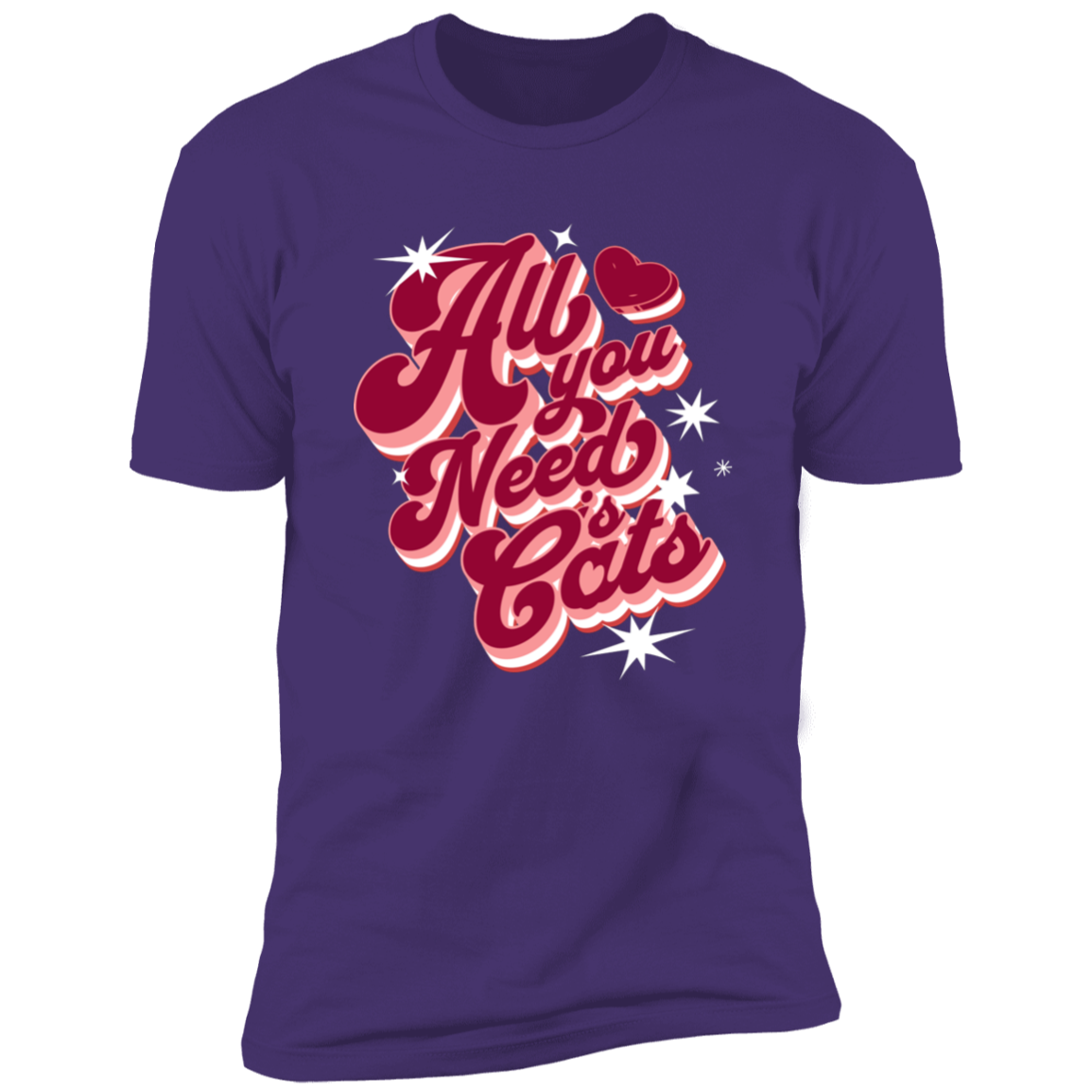 All I Need is Cats T-shirt, Cat Shirt for humans, in purple rush