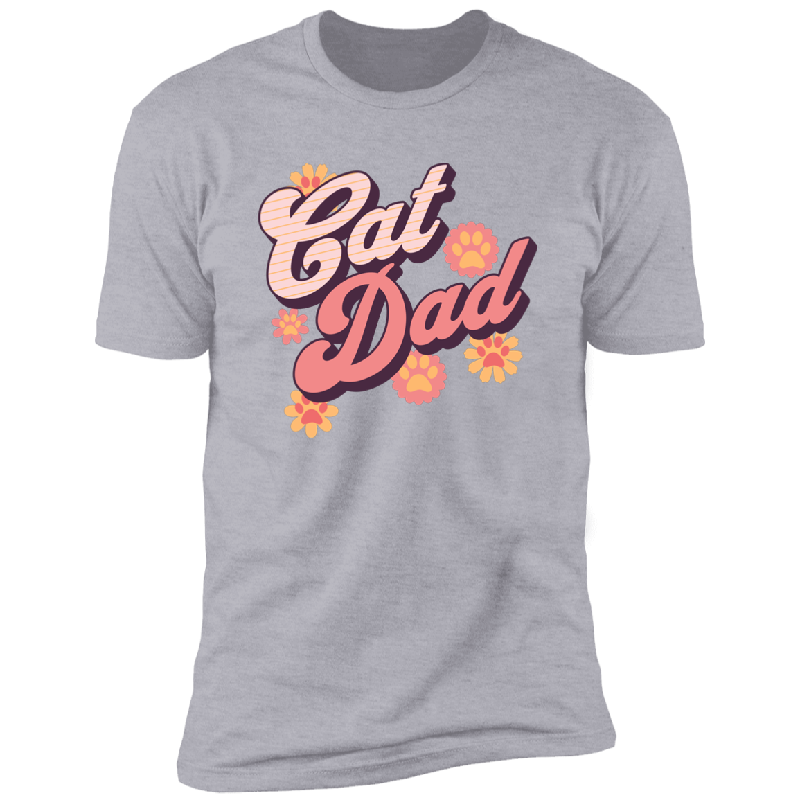 Cat Dad Retro T-shirt, Cat Dad Shirt for humans, in light heather gray