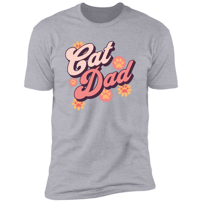 Cat Dad Retro T-shirt, Cat Dad Shirt for humans, in light heather gray
