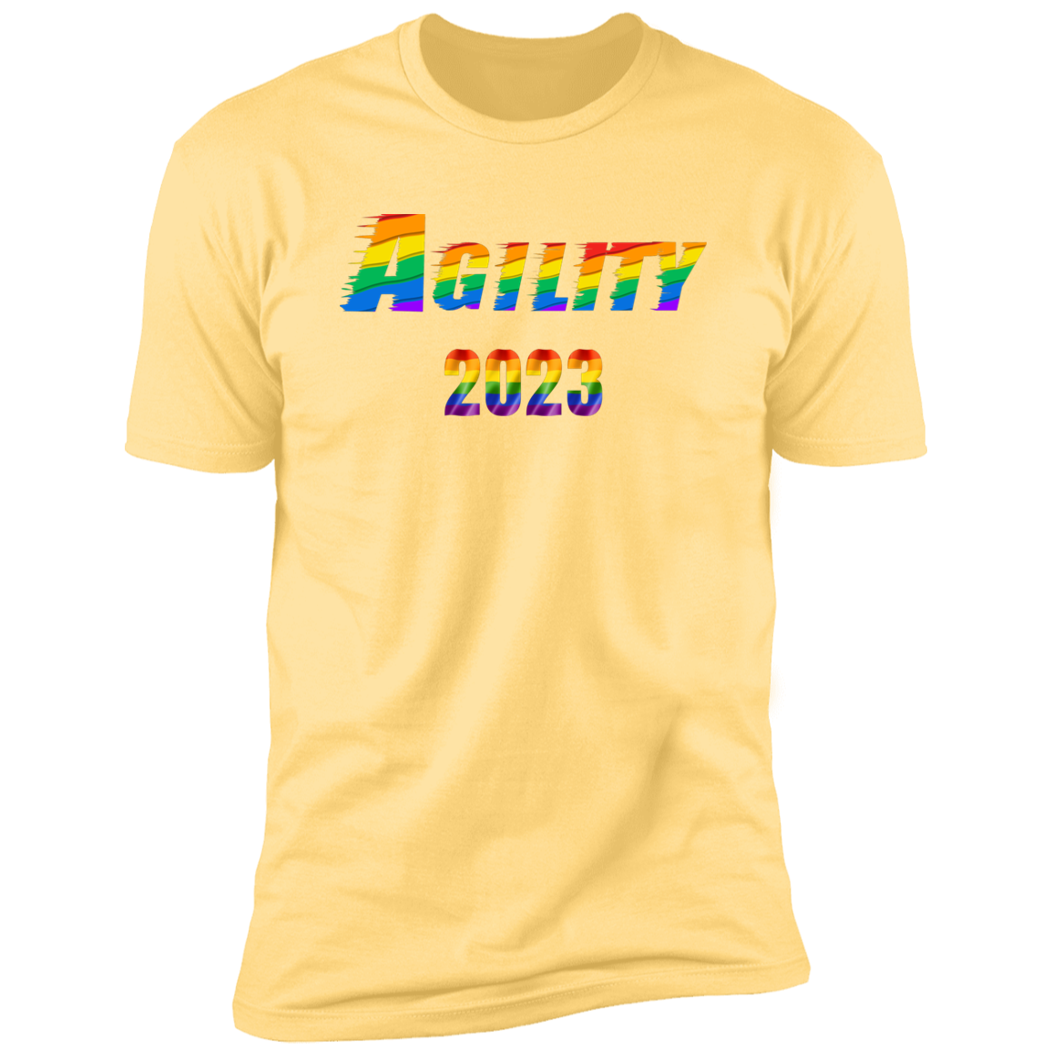 Agility Pride 2023 Cat pride t-shirt,  Agility pride shirt for humans, in banana cream