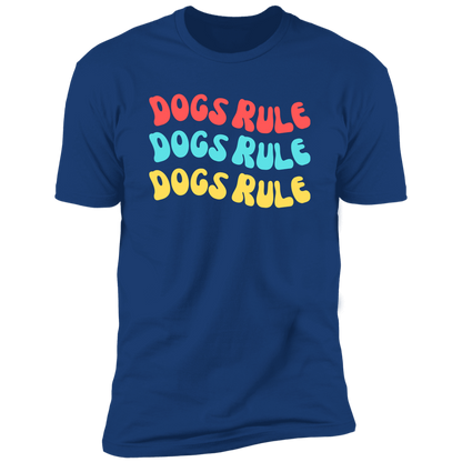 Dogs Rule Dog Shirt, dog shirt for humans, dog mom and dog dad shirt, in royal blue