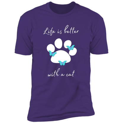 Life is Better with a Cat T-shirt, cat shirt for humans, Cat T-shirt in purple rush