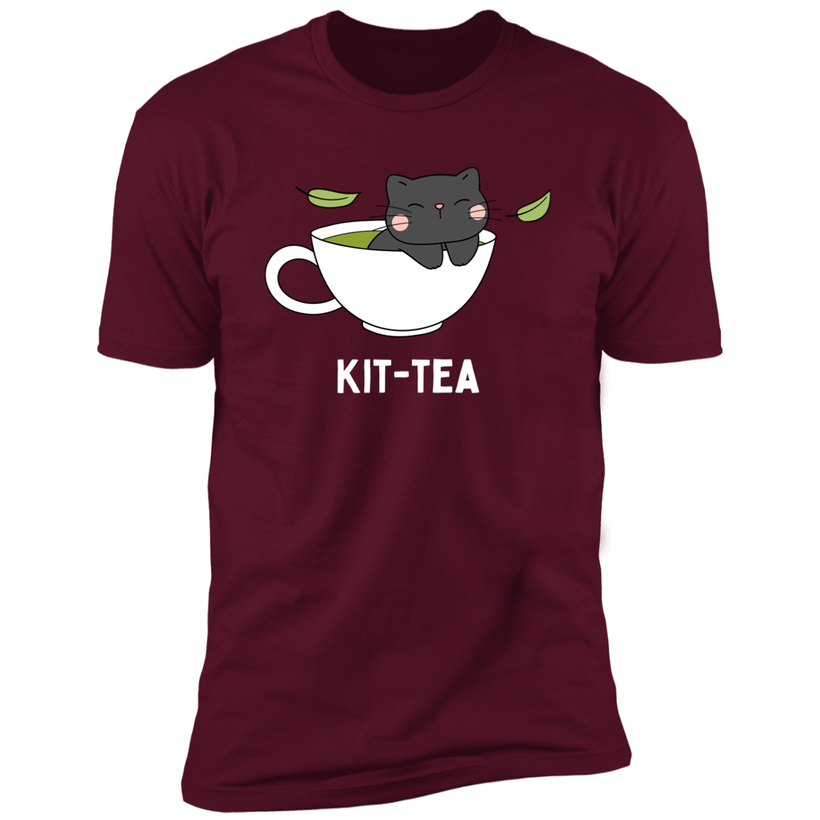 Kitt-Tea T-Shirt, kitty tea shirt, Cat Shirt for humans, funny cat shirt, in maroon