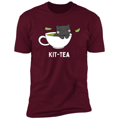 Kitt-Tea T-Shirt, kitty tea shirt, Cat Shirt for humans, funny cat shirt, in maroon