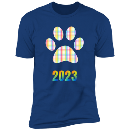 Pride Paw 2023 (Gingham) Pride T-shirt, Paw Pride Dog Shirt for humans, in royal blue