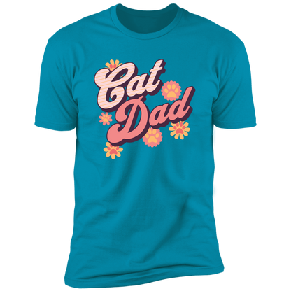 Cat Dad Retro T-shirt, Cat Dad Shirt for humans, in turquoise