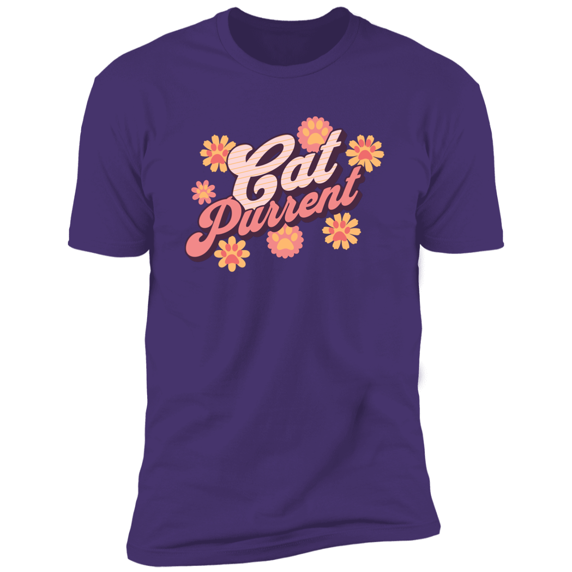 Cat Purrent Retro T-shirt, Cat Parent Shirt for humans, in purple rush