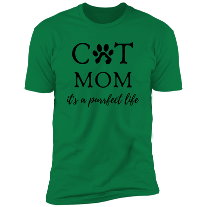 Cat Mom It's a Purrfect Life T-shirt, Cat Mom Shirt for humans, in kelly green