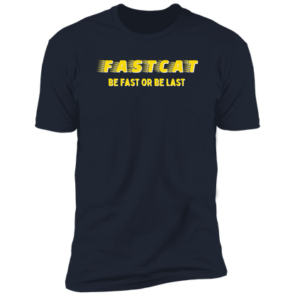 FastCAT Be Fast or Be Last Dog Sport T-shirt, FastCAT Shirt for humans, in navy blue