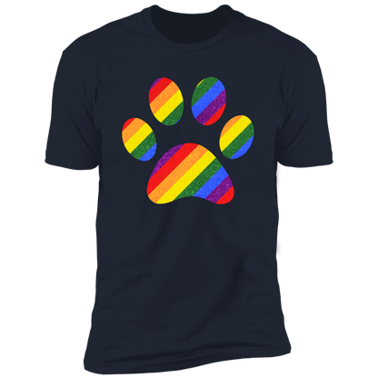 Pride Paw (Sparkles) Pride T-shirt, Paw Pride Dog Shirt for humans, in navy blue