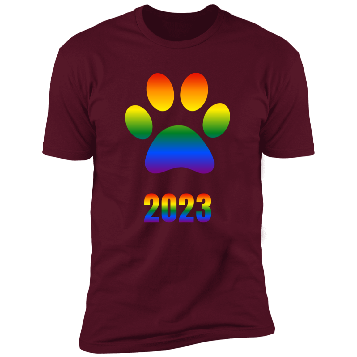 Dog Paw pride 2023 t-shirt, dog pride dog shirt for humans, in maroon