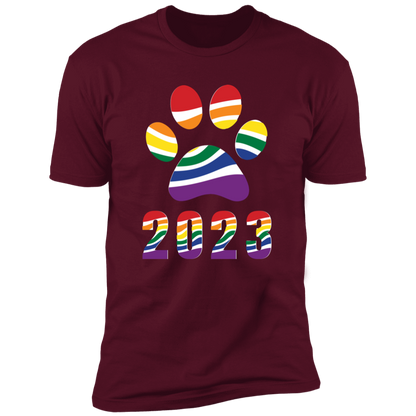Pride Paw 2023 (Retro) Pride T-shirt, Paw Pride Dog Shirt for humans, in maroon