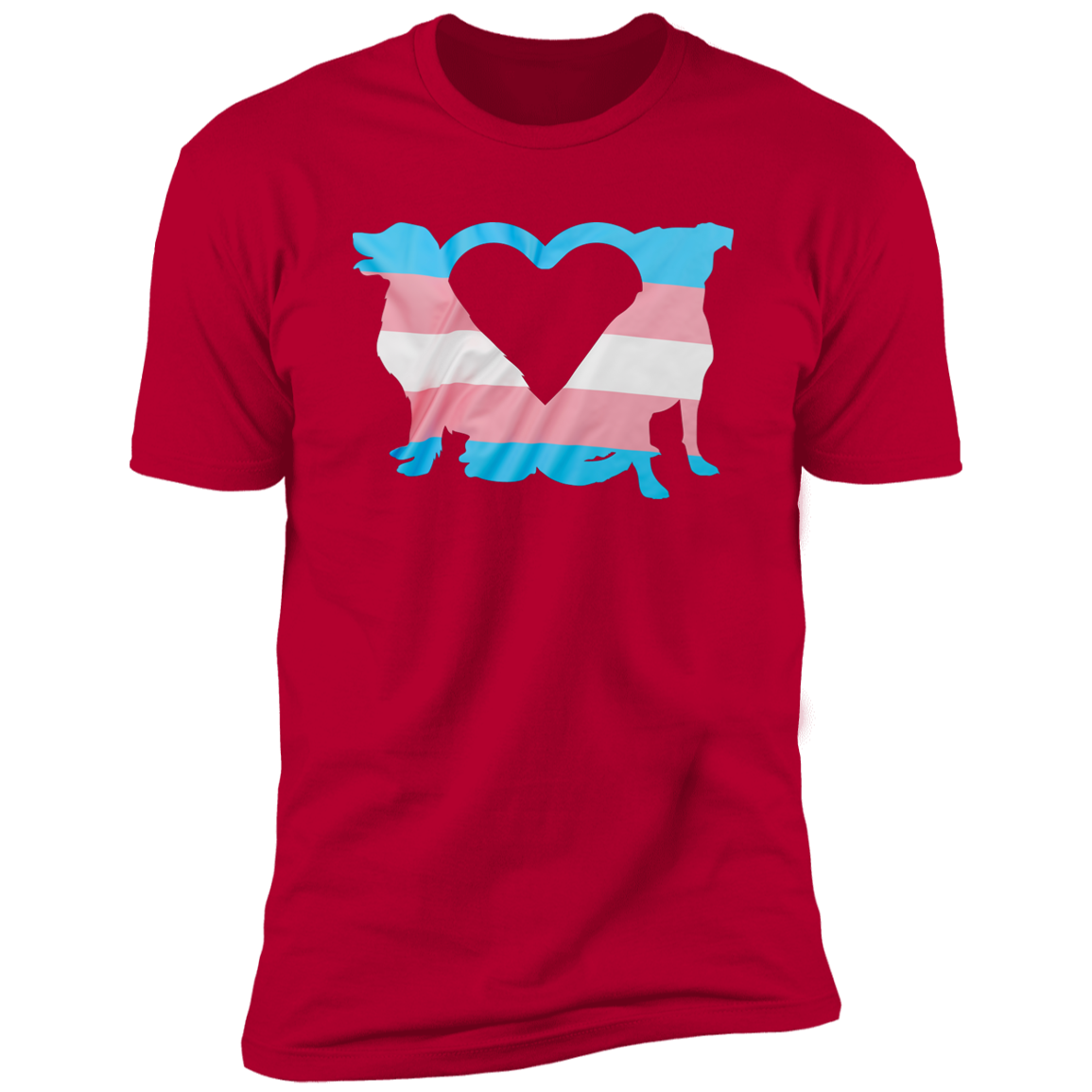 Trans Pride Dogs Heart Pride T-shirt, Trans Pride Dog Shirt for humans, in red