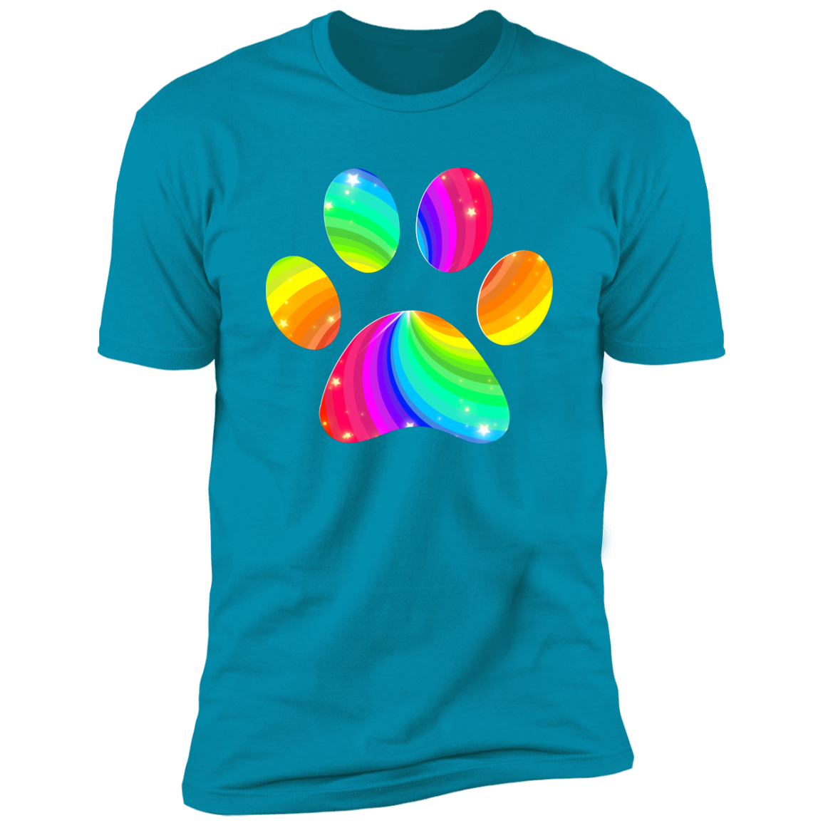 Pride Paw 2023 (Flag) Pride T-shirt, Paw Pride Dog Shirt for humans, in turquoise 