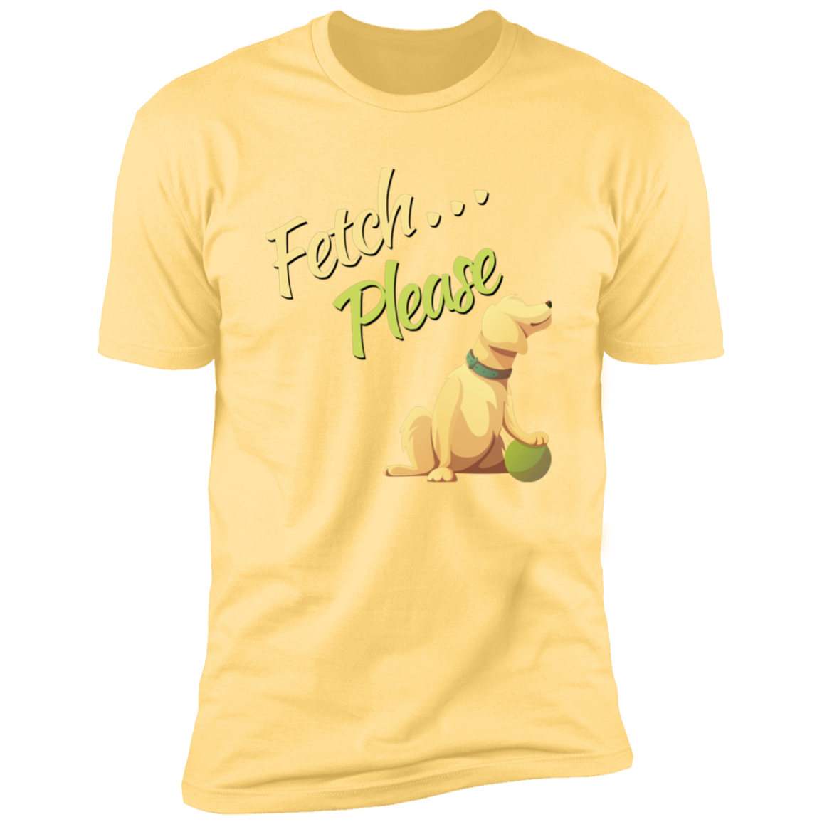 Fetch Please funny dog t-shirt, funny dog shirt for humans, in banana cream