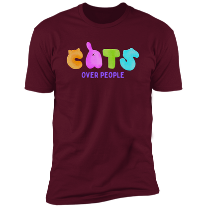Cats Over People T-shirt, Cat Shirt for humans, in maroon