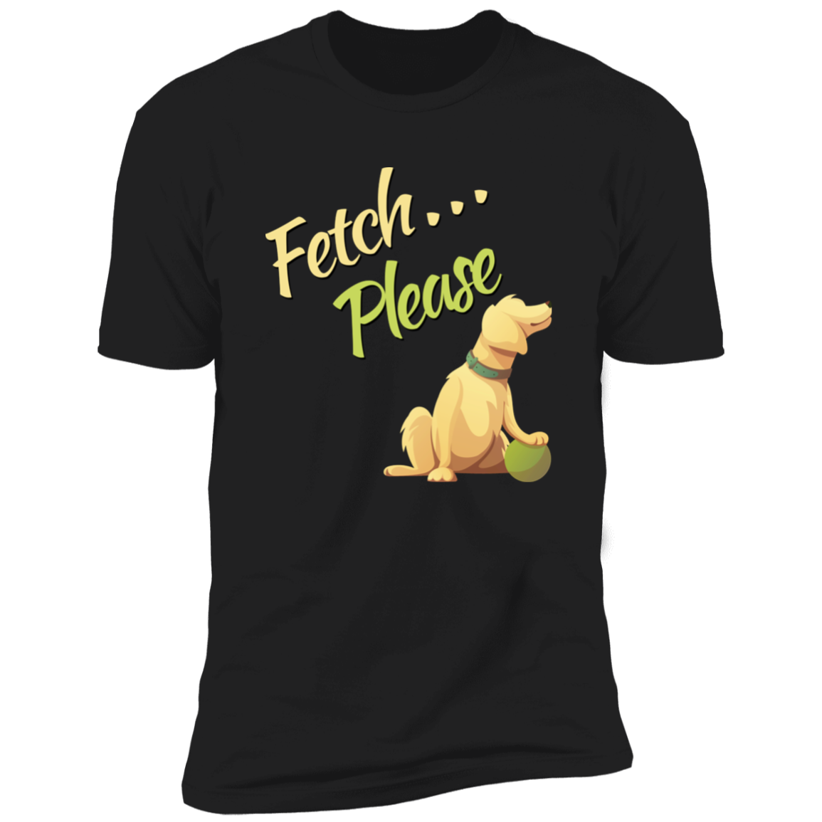 Fetch Please funny dog t-shirt, funny dog shirt for humans, in black