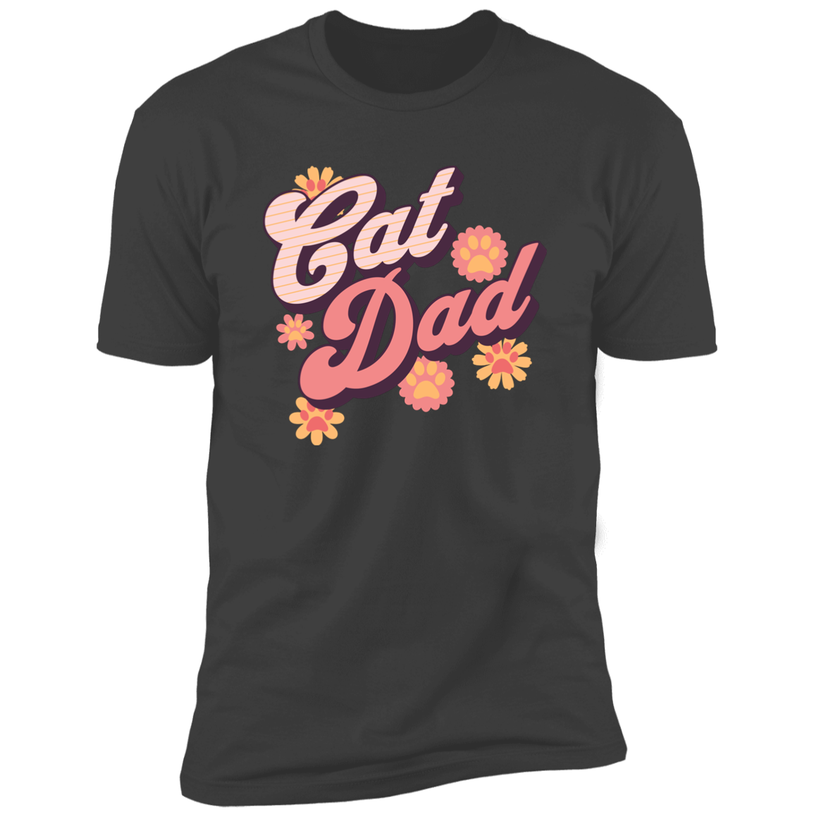Cat Dad Retro T-shirt, Cat shirt for humans, retro cat dad t-shirt, in heavy metal gray