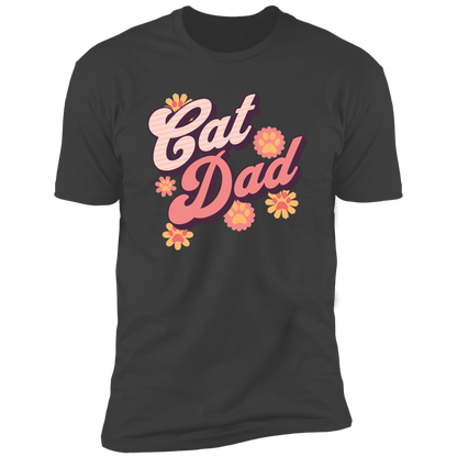 Cat Dad Retro T-shirt, Cat shirt for humans, retro cat dad t-shirt, in heavy metal gray