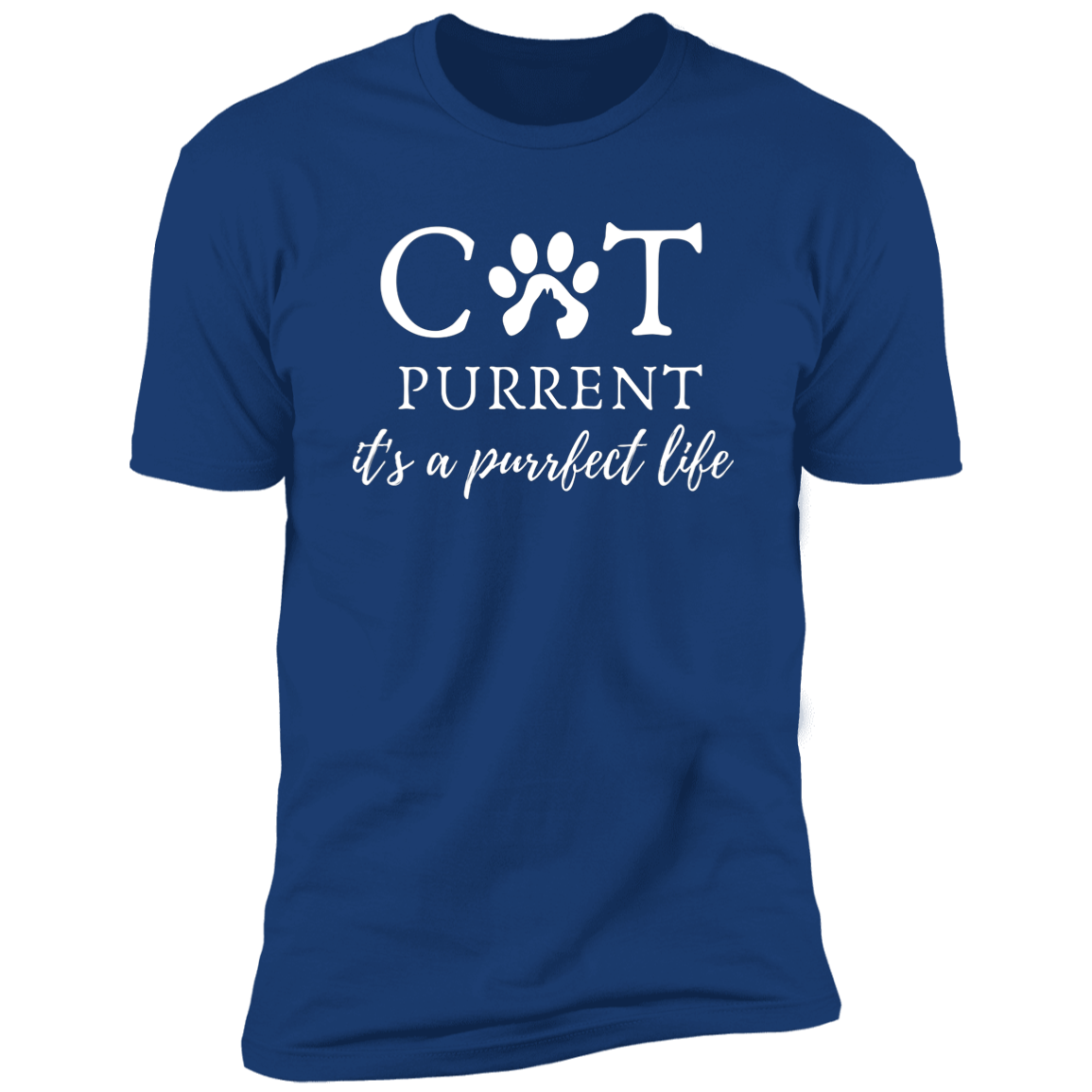 Cat Purrent It's a Purrfect Life T-shirt, Cat Parent Shirt for humans, in royal blue