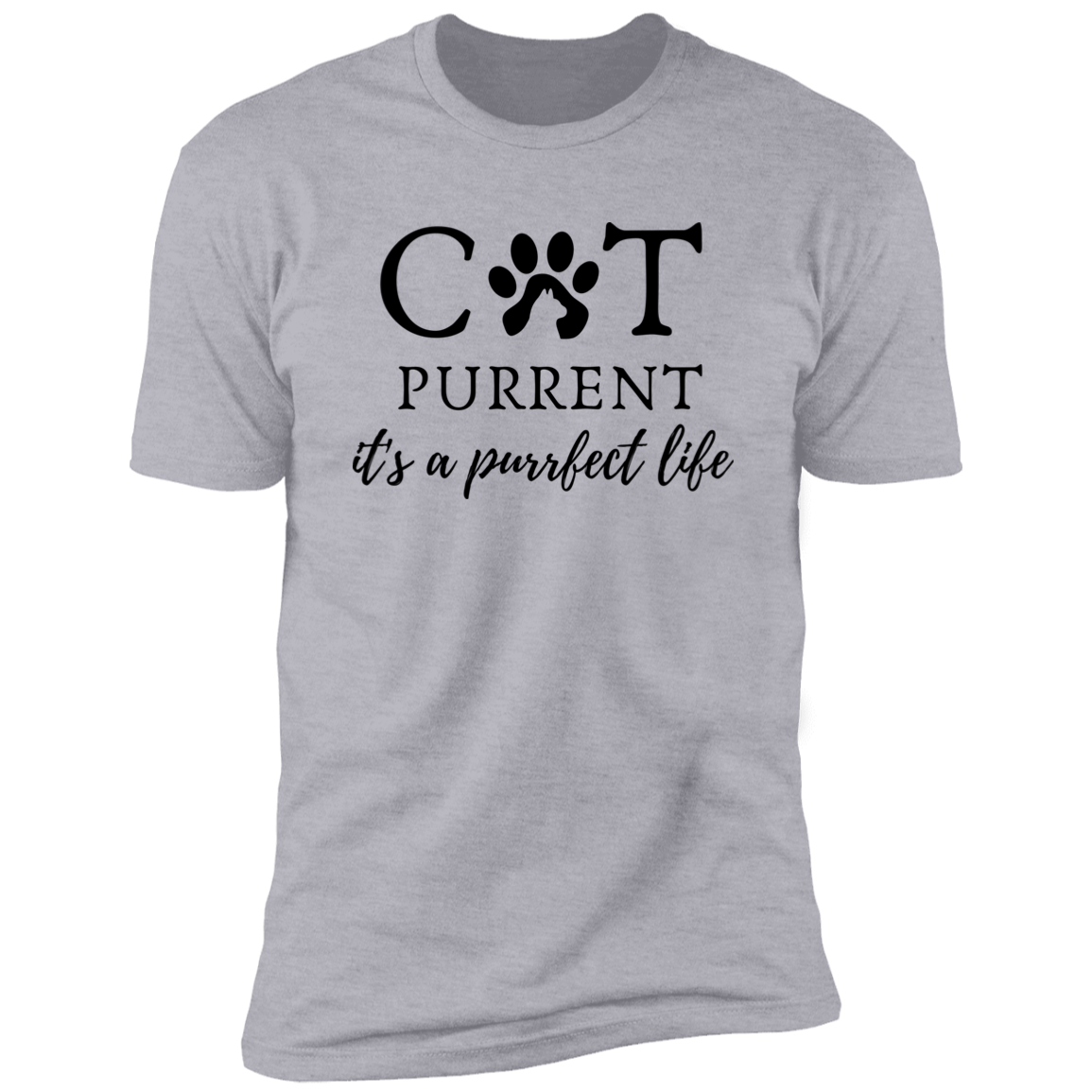 Cat Purrent It's a Purrfect Life T-shirt, Cat Parent Shirt for humans, in light heather gray