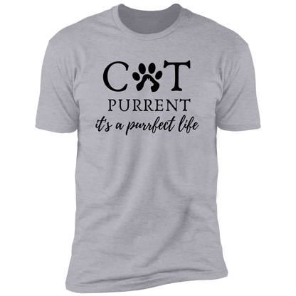 Cat Purrent It's a Purrfect Life T-shirt, Cat Parent Shirt for humans, in light heather gray