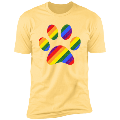 Pride Paw (Sparkles) Pride T-shirt, Paw Pride Dog Shirt for humans, in banana cream