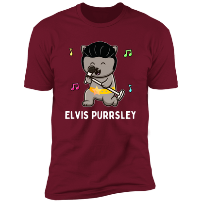 Elvis Purrsley cat Shirt, Funny cat shirt for humans, cat mom shirt, cat dad shirt, in cardinal red