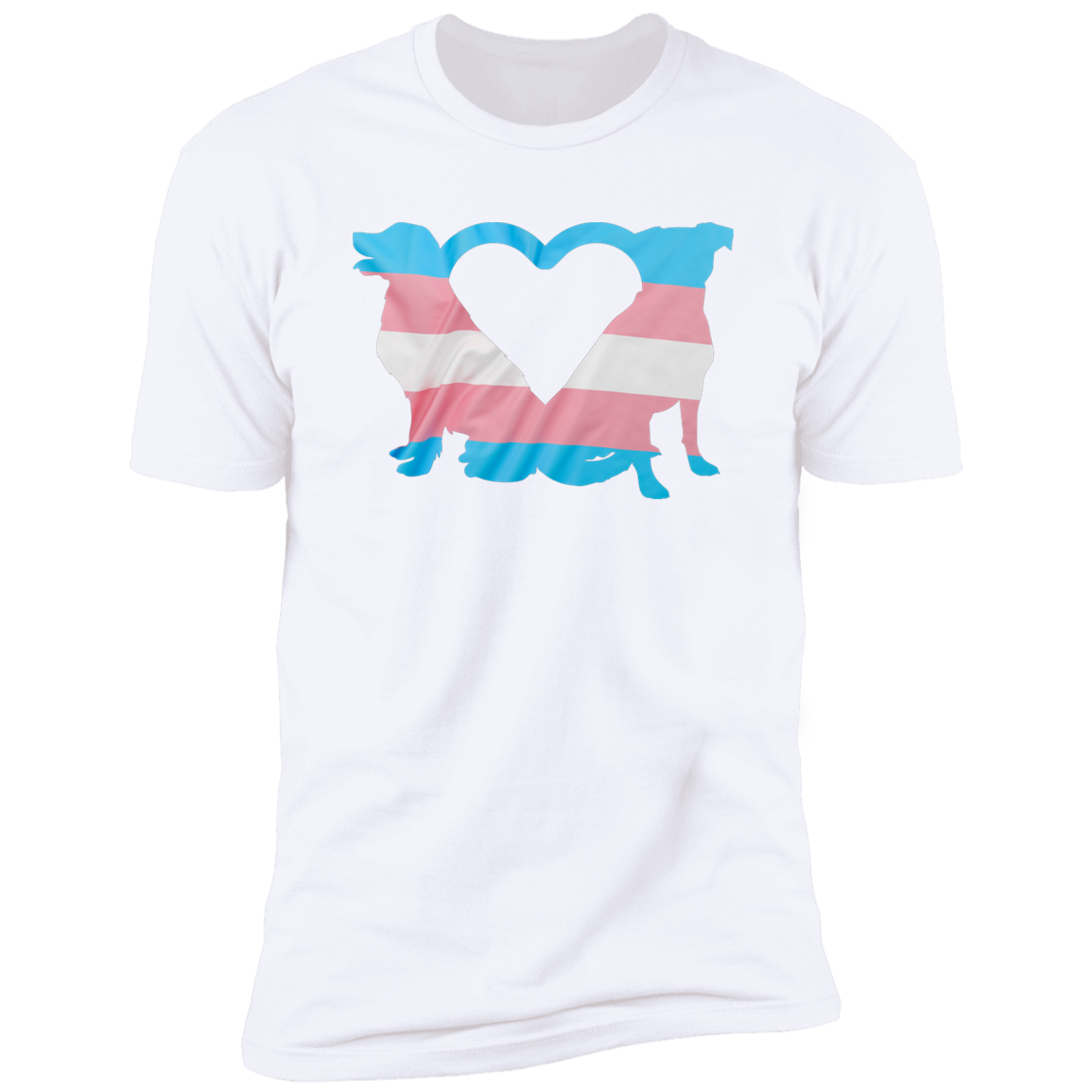 Trans Pride Dogs Heart Pride T-shirt, Trans Pride Dog Shirt for humans, in white
