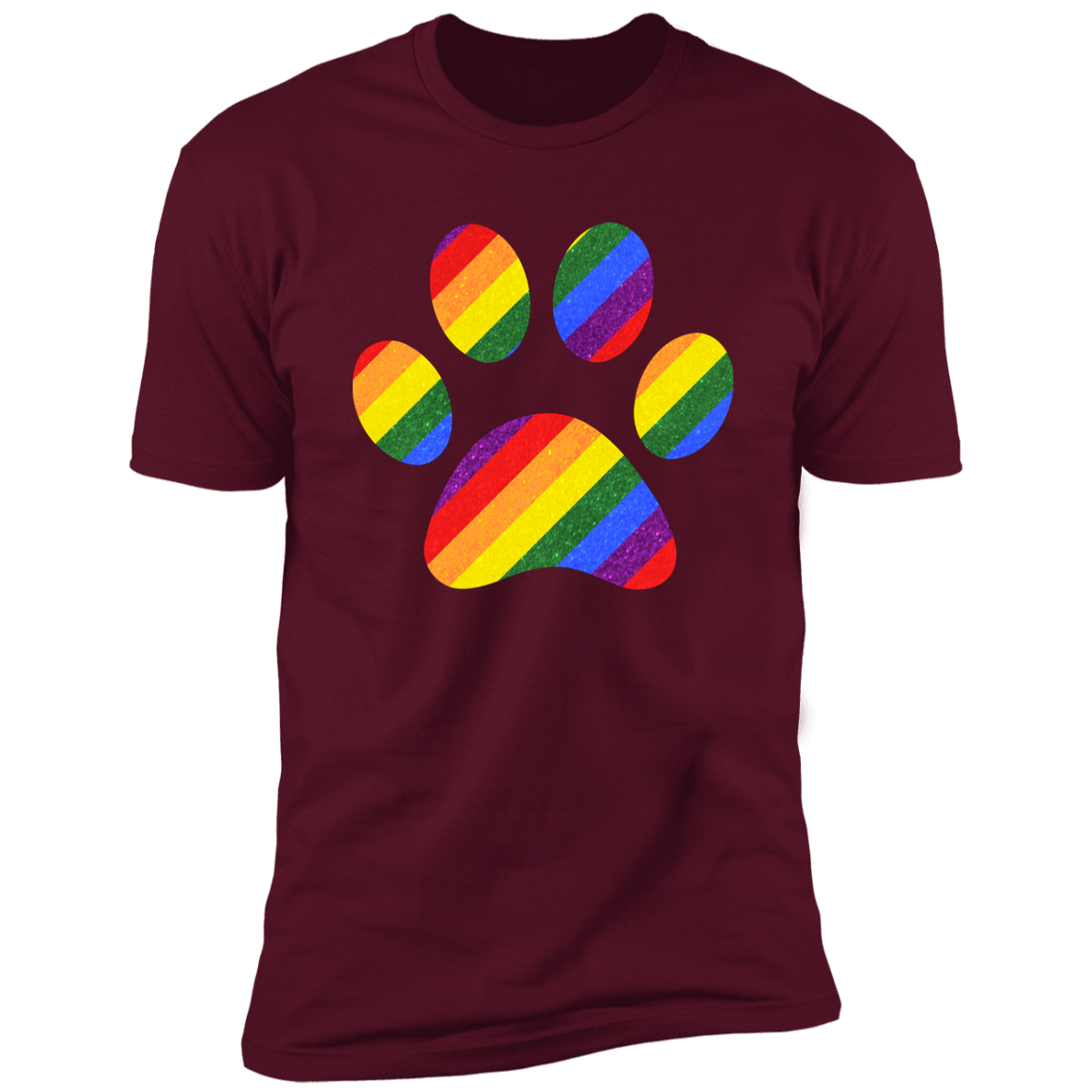 Pride Paw (Sparkles) Pride T-shirt, Paw Pride Dog Shirt for humans, in maroon