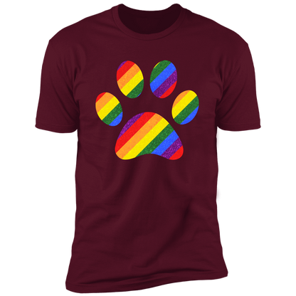 Pride Paw (Sparkles) Pride T-shirt, Paw Pride Dog Shirt for humans, in maroon