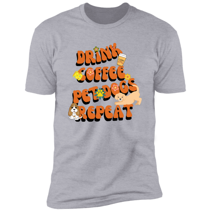 Drink Coffee Pet dogs repeat dog  Shirt, funny dog shirt for humans, dog mom and dog dad shirt, in light heather gray