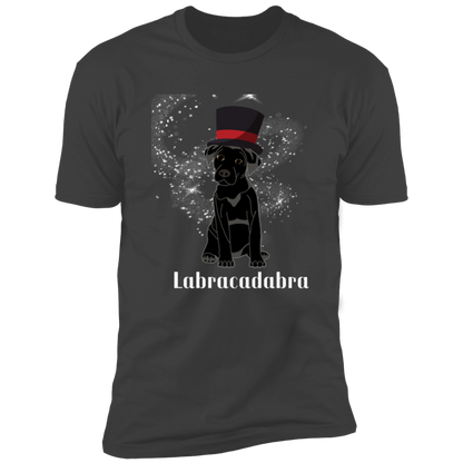 Labracadabra funny dog shirt, funny dog shirt for humans, funny labrador shirt. in heavy metal gray