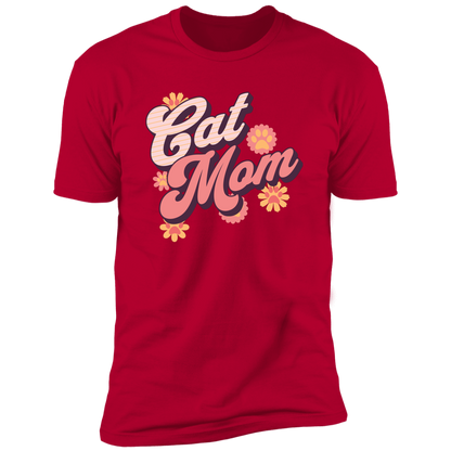 Cat Mom Retro T-shirt, Cat Mom Shirt for humans, in red