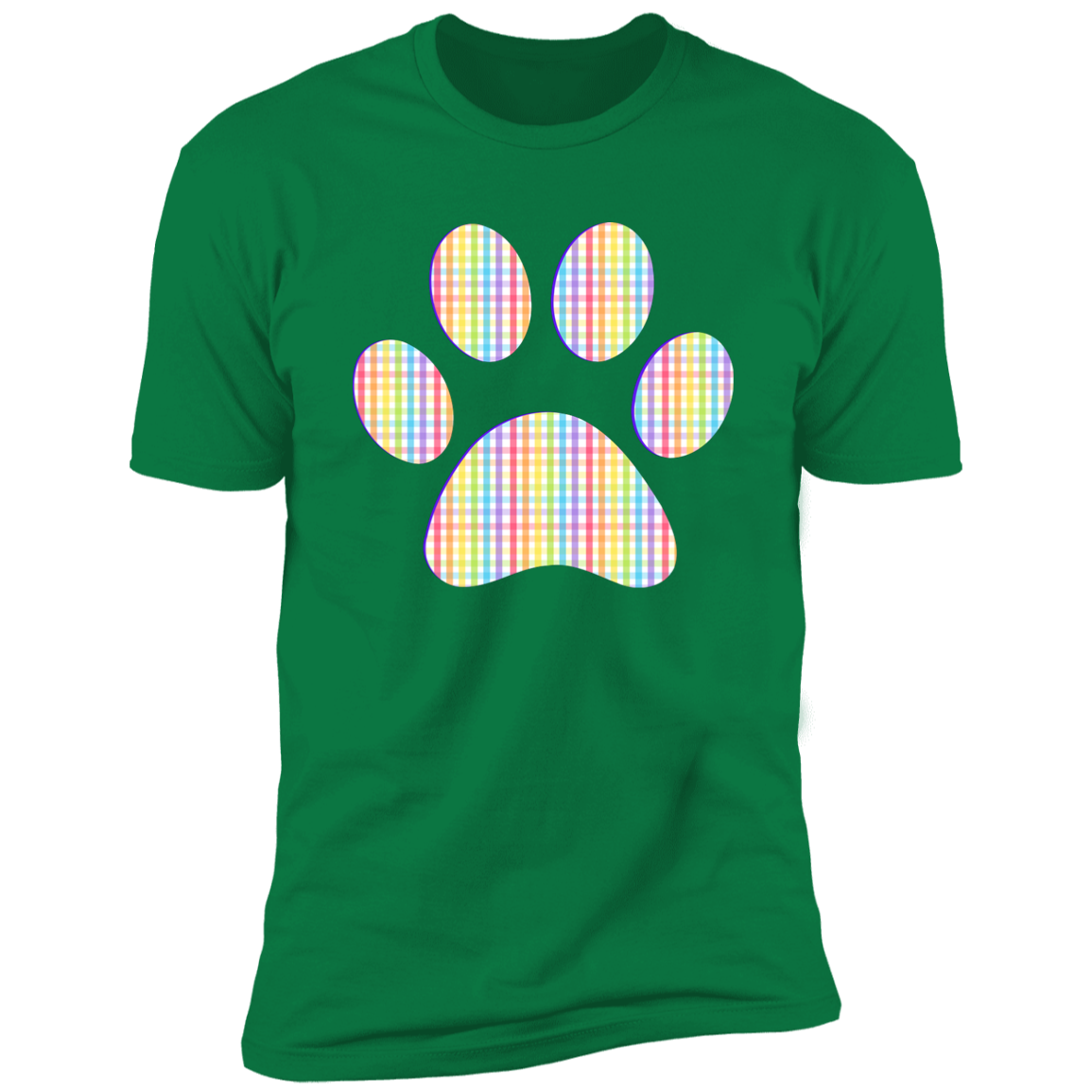 Pride Paw (Gingham) Pride T-shirt, Paw Pride Dog Shirt for humans, in kelly green