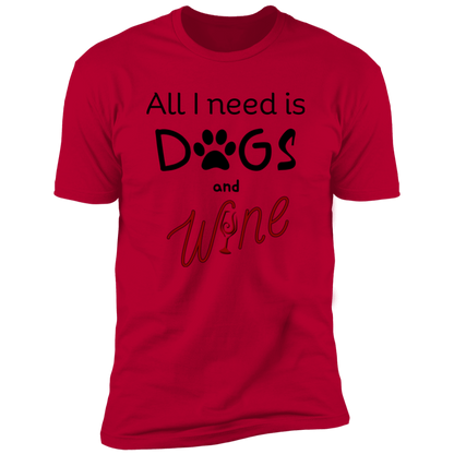 All I Need is Dogs and Wine T-shirt, Dog Shirt for humans, in red