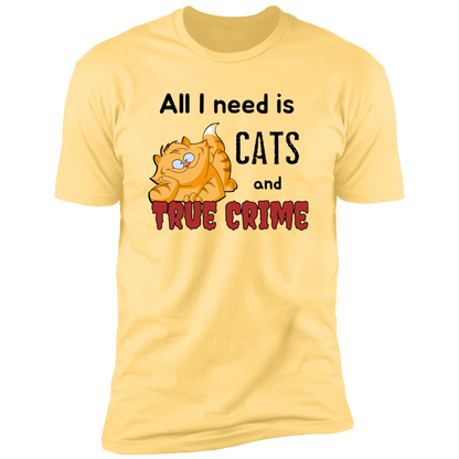 All I Need is Cats and True Crime, Cat shirt for humas, in banana cream