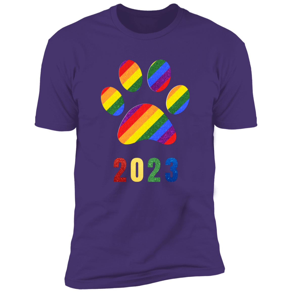 Pride Paw 2023 (Sparkles) Pride T-shirt, Paw Pride Dog Shirt for humans, in purple rush