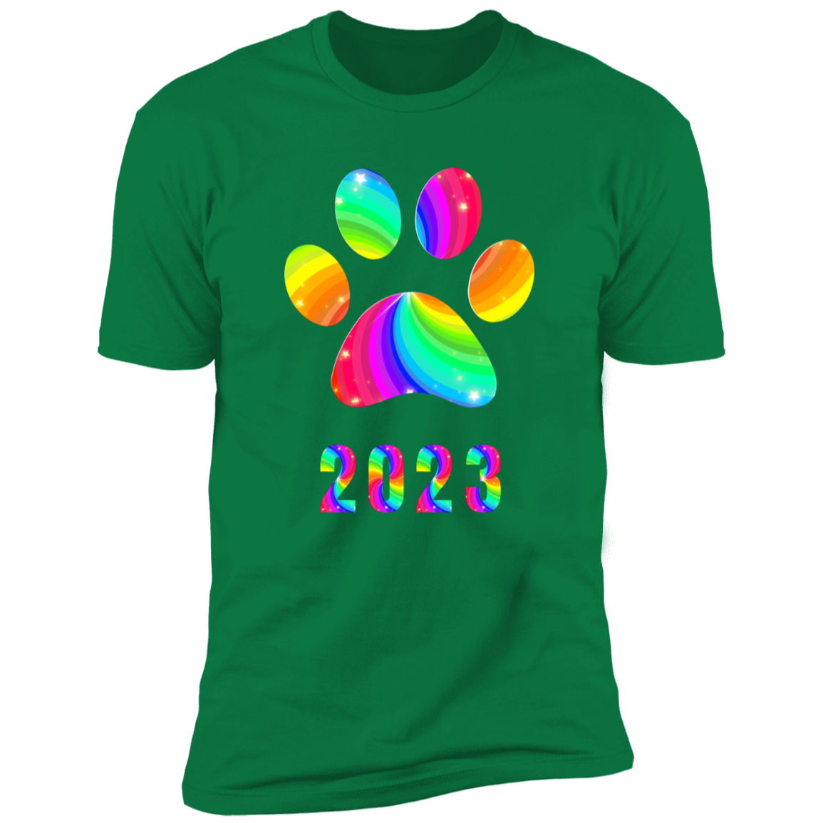 Pride Paw 2023 (Swirl) Pride T-shirt, Paw Pride Dog Shirt for humans, in kelly green