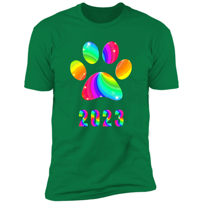 Pride Paw 2023 (Swirl) Pride T-shirt, Paw Pride Dog Shirt for humans, in kelly green