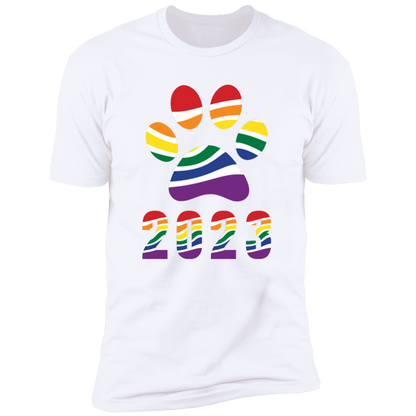 Pride Paw 2023 (Retro) Pride T-shirt, Paw Pride Dog Shirt for humans, in white