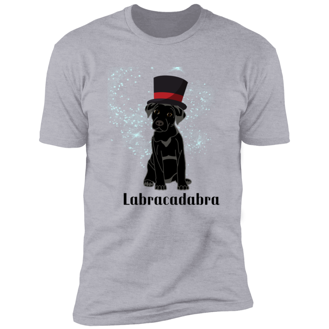 Labracadabra funny dog shirt, funny dog shirt for humans, funny labrador shirt. in light heather gray