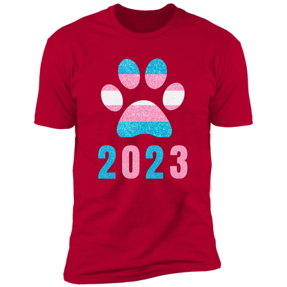 Dog Paw Trans Pride 2023 t-shirt, dog trans pride dog shirt for humans, in red