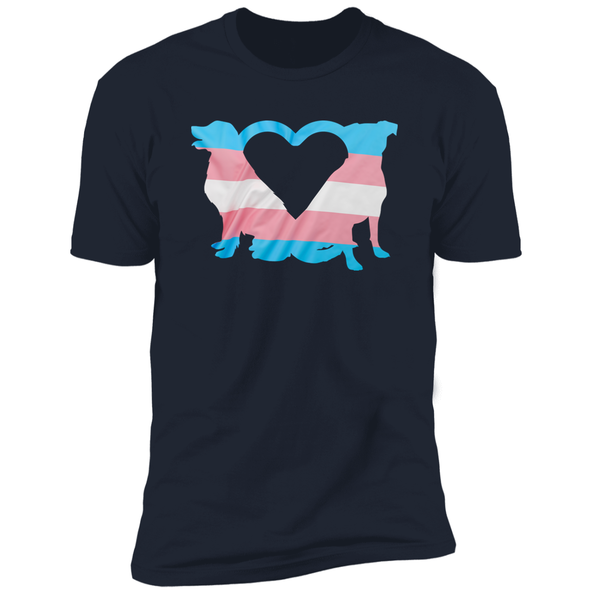 Trans Pride Dogs Heart Pride T-shirt, Trans Pride Dog Shirt for humans, in navy blue