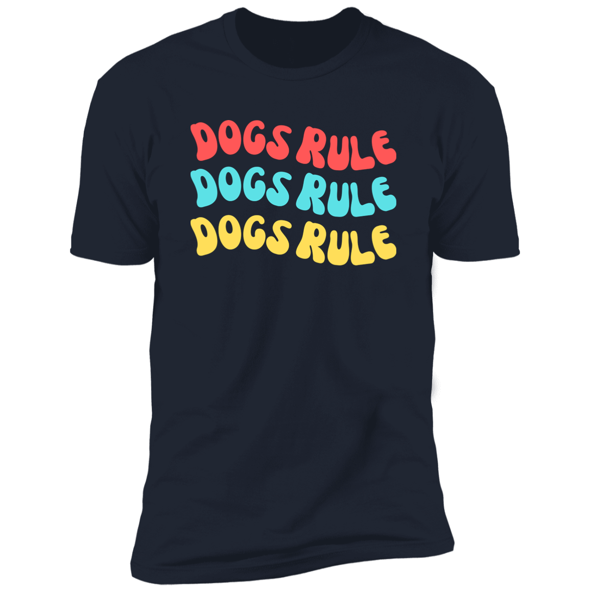 Dogs Rule Dog Shirt, dog shirt for humans, dog mom and dog dad shirt, in navy blue
